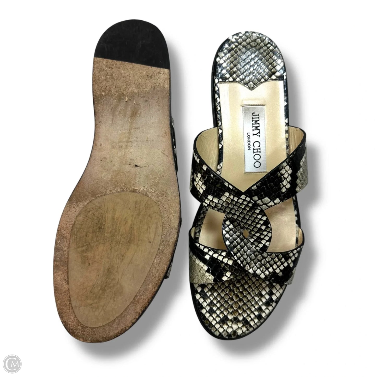 Sandals Luxury Designer By Jimmy Choo In Snakeskin Print, Size: 8