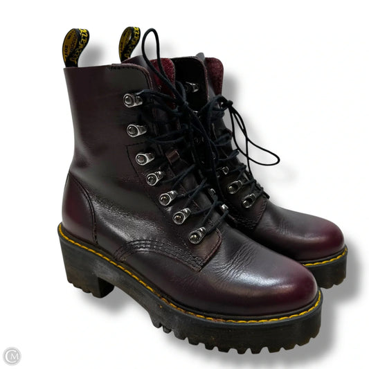 Boots Combat By Dr Martens In Maroon, Size: 8