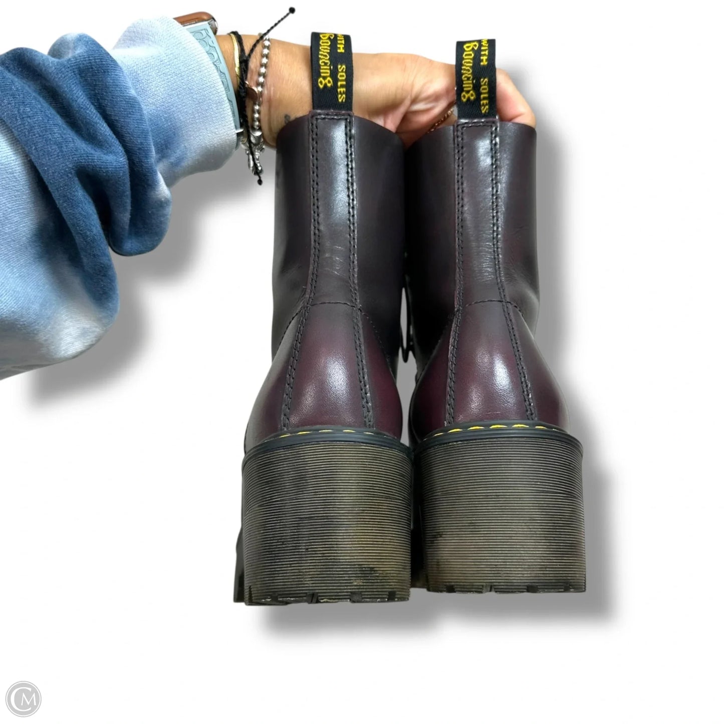 Boots Combat By Dr Martens In Maroon, Size: 8