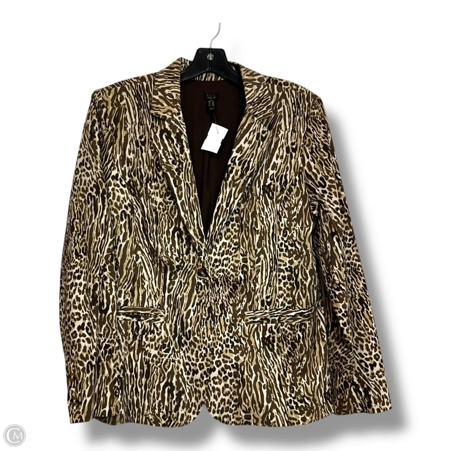 Blazer By Clothes Mentor In Animal Print, Size: 14
