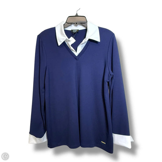Top Long Sleeve By Jones New York In Navy, Size: L