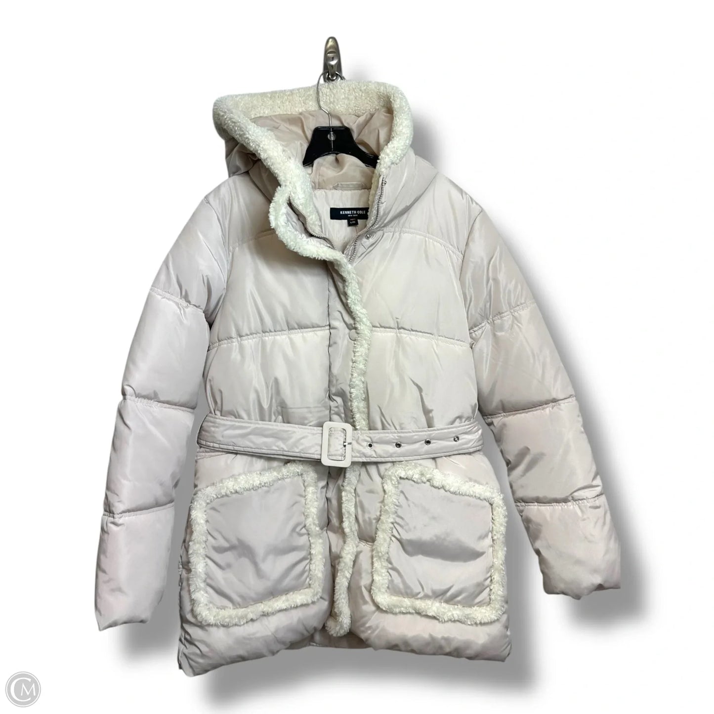 Coat Puffer & Quilted By Kenneth Cole In Ivory, Size: L