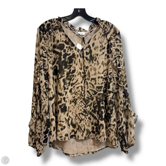 Top Long Sleeve By Calvin Klein In Animal Print, Size: M