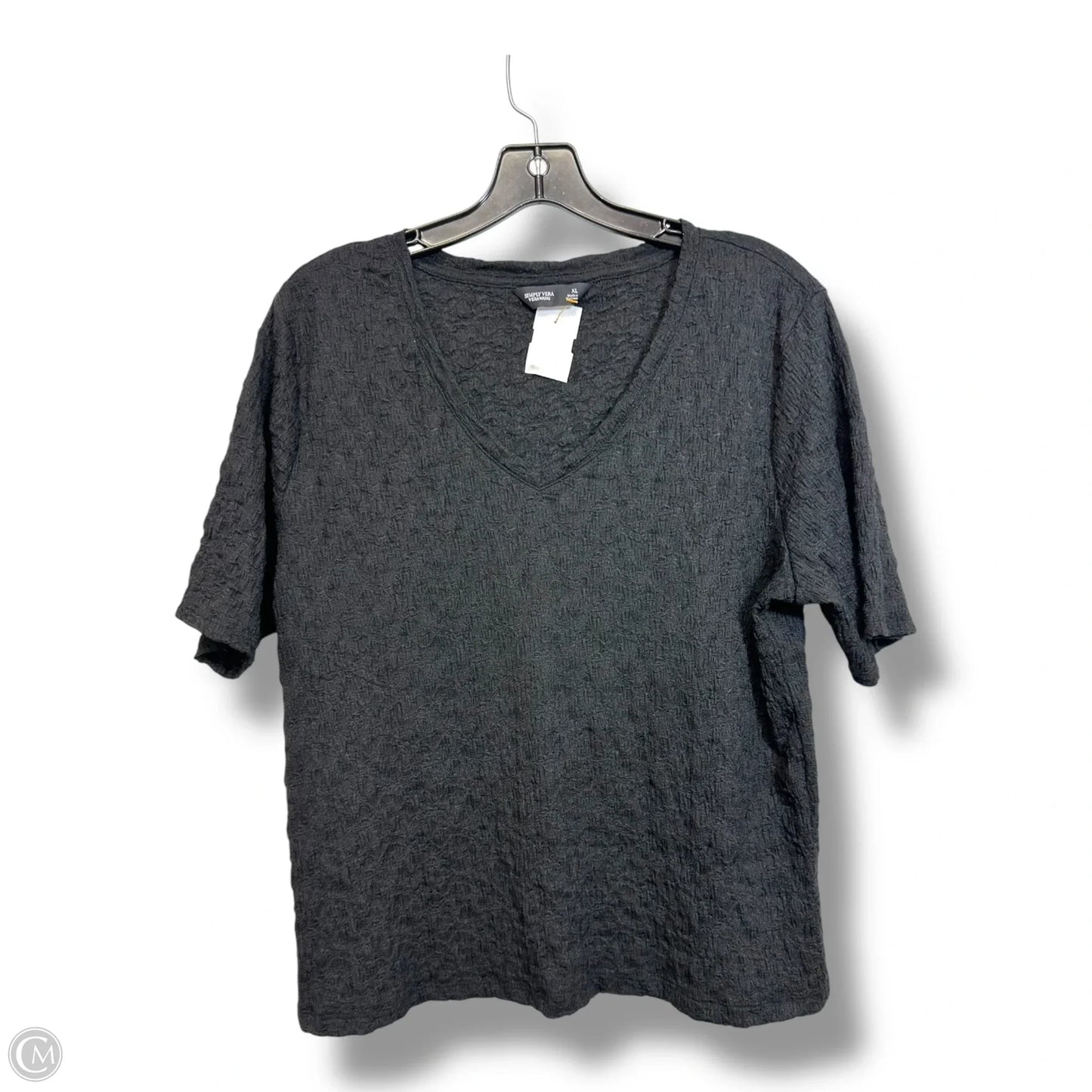 Top Short Sleeve By Simply Vera In Black, Size: Xl
