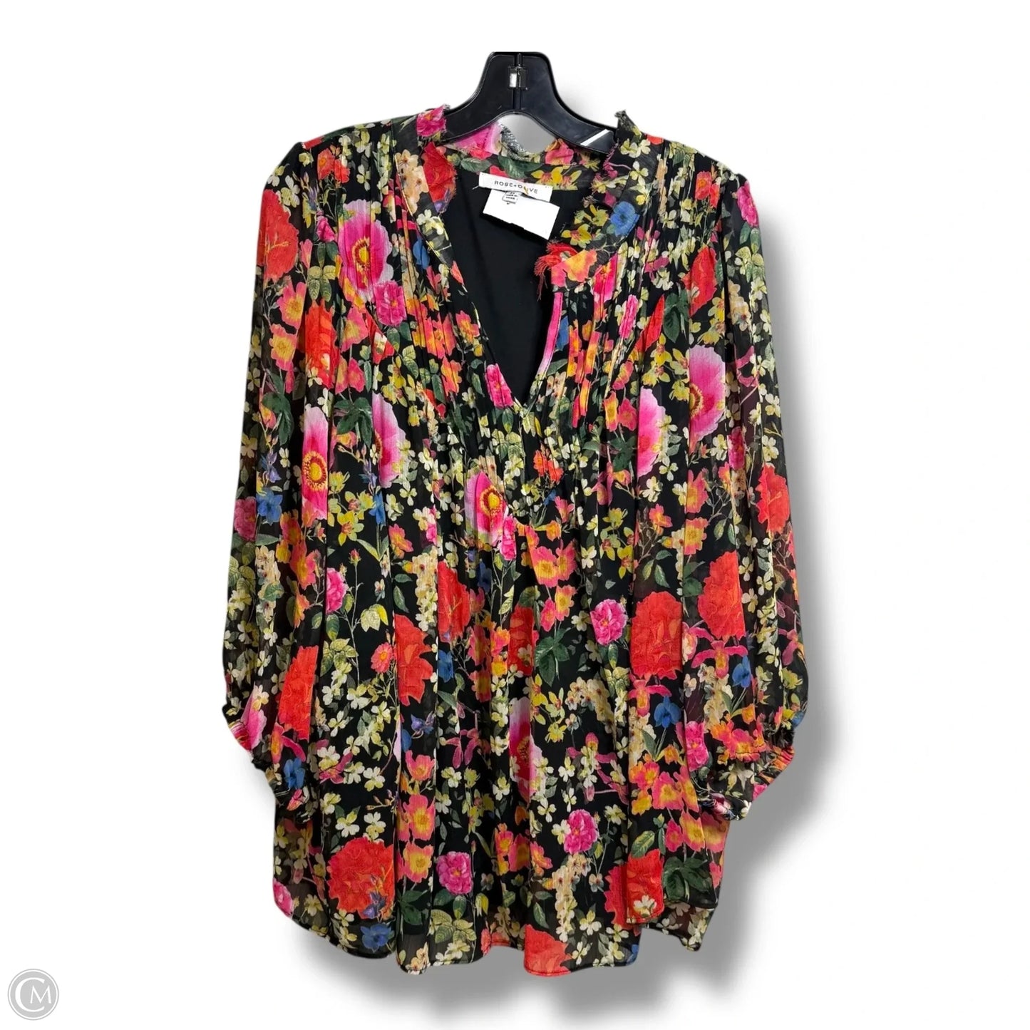 Top 3/4 Sleeve By Rose And Olive In Floral Print, Size: 2x