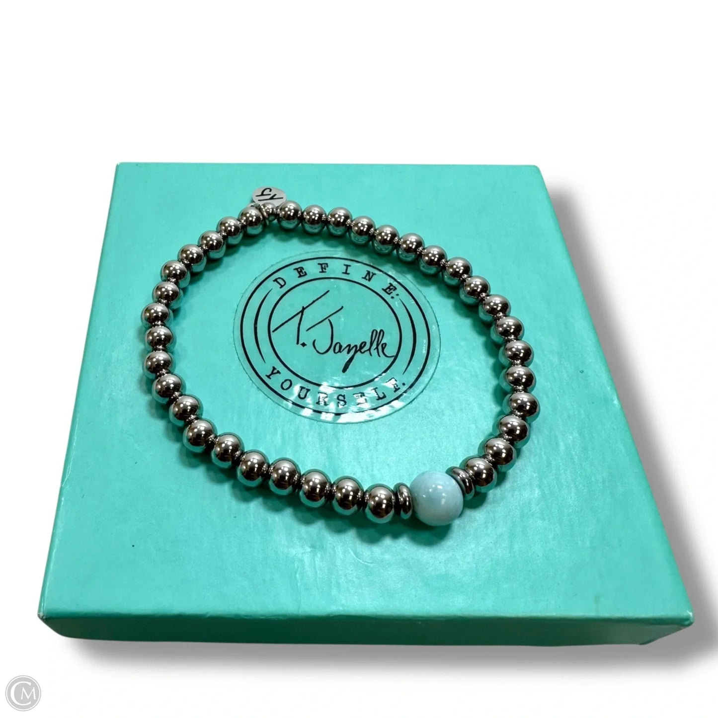 The Cape Bracelet - Silver Steel with Blue Aquamarine Ball By T.Jazelle