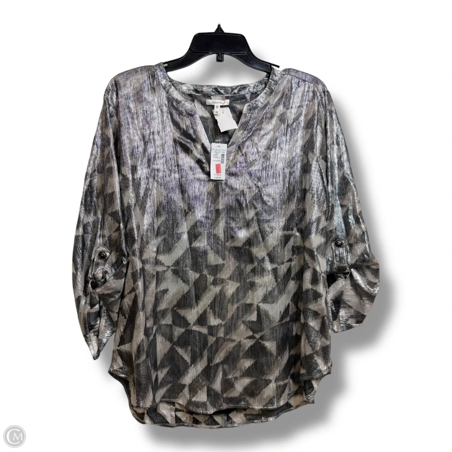 Top Long Sleeve By Maurices In Silver, Size: Xl