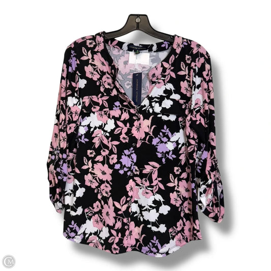 Top Long Sleeve By Adrienne Vittadini In Floral Print, Size: M