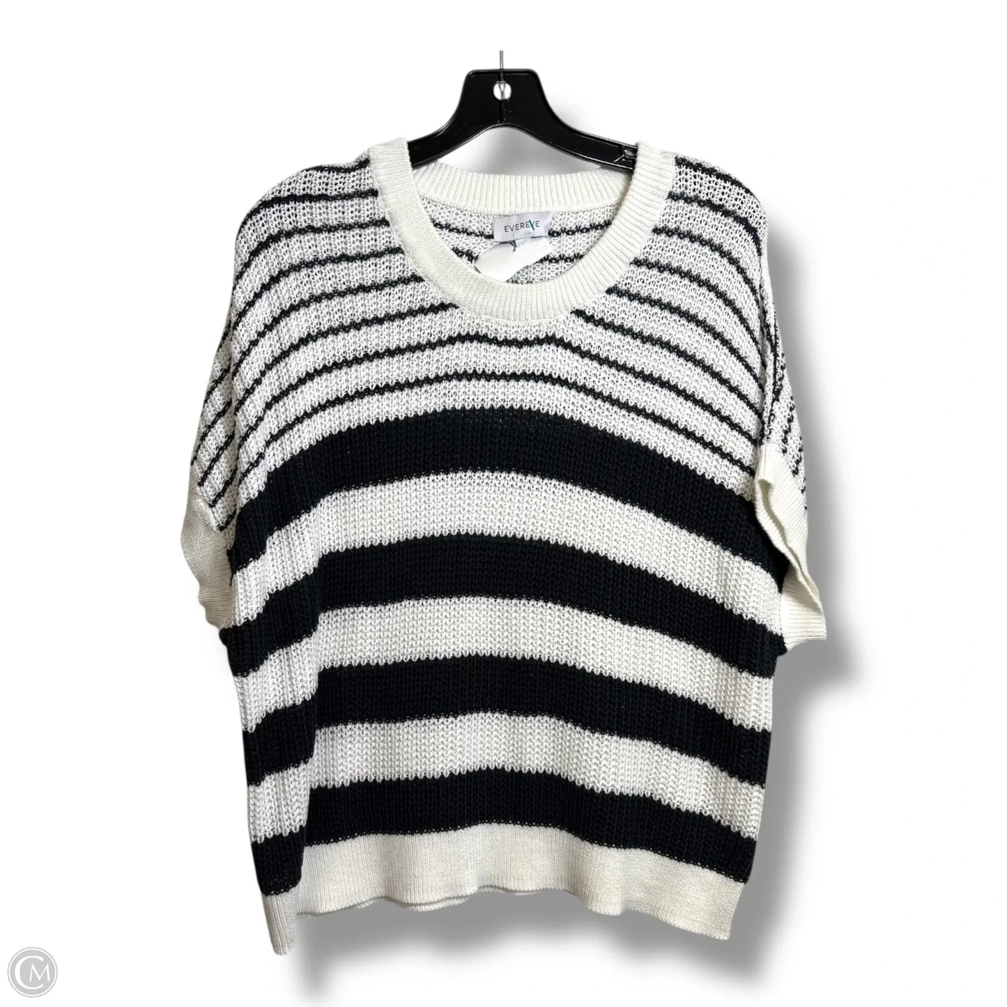 Top Short Sleeve By Evereve In Striped Pattern, Size: L