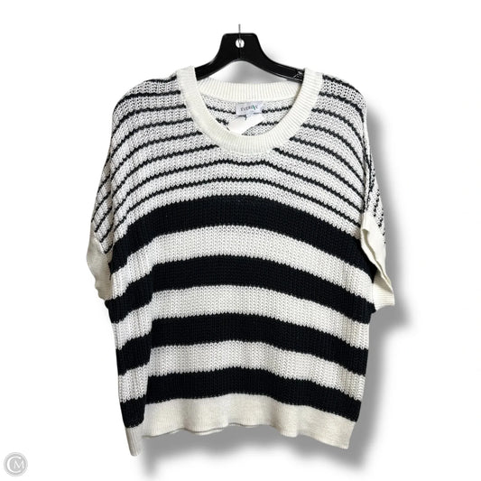 Top Short Sleeve By Evereve In Striped Pattern, Size: L