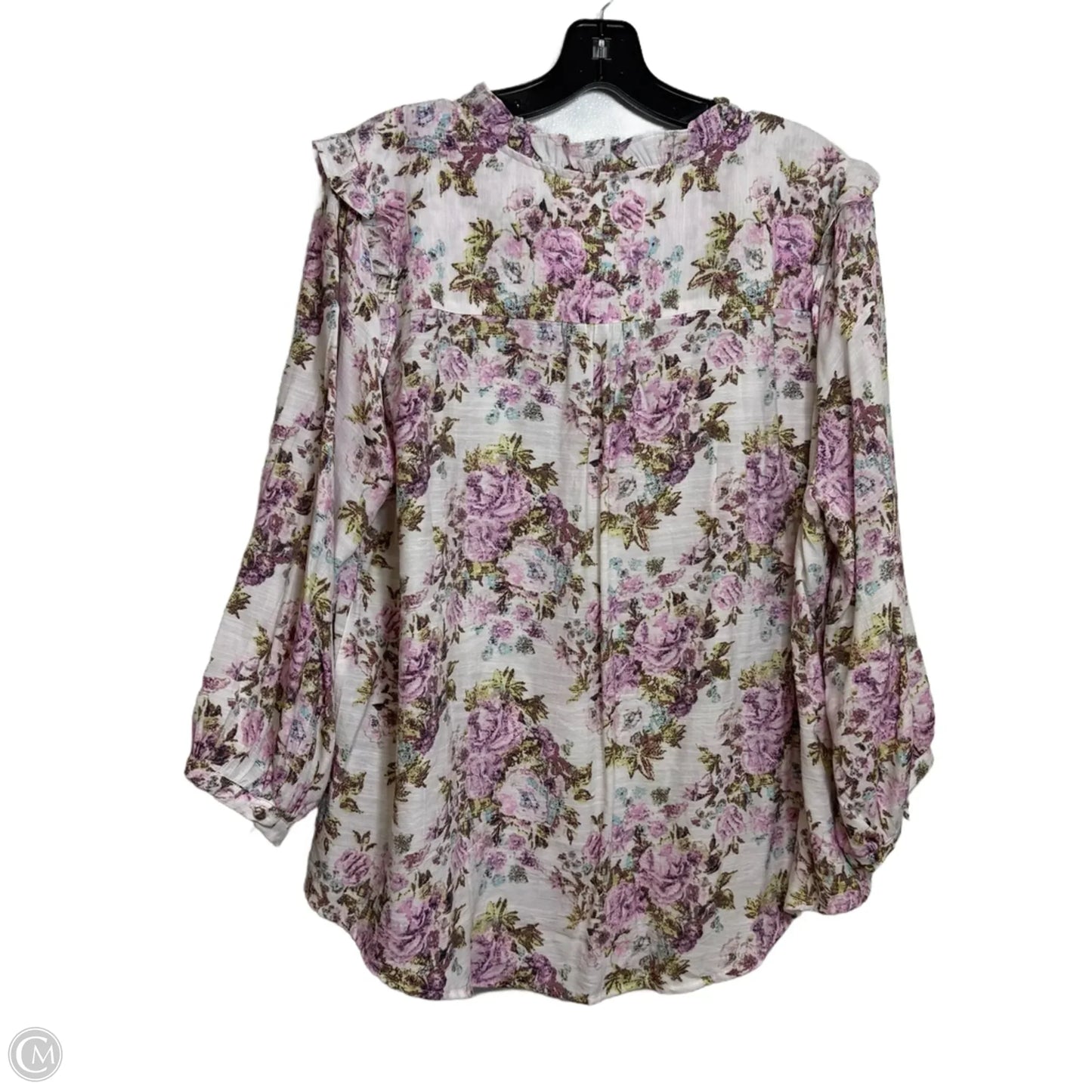 Top 3/4 Sleeve By Lc Lauren Conrad In Floral Print, Size: 1x