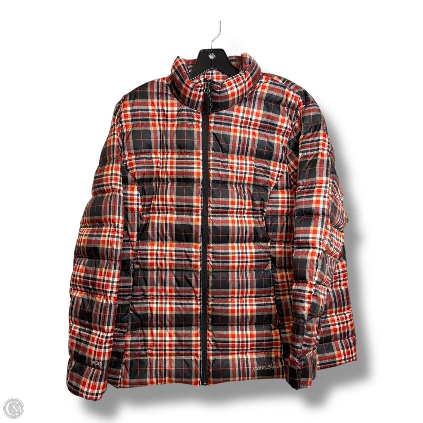 Jacket Puffer & Quilted By Eddie Bauer In Plaid Pattern, Size: 1x