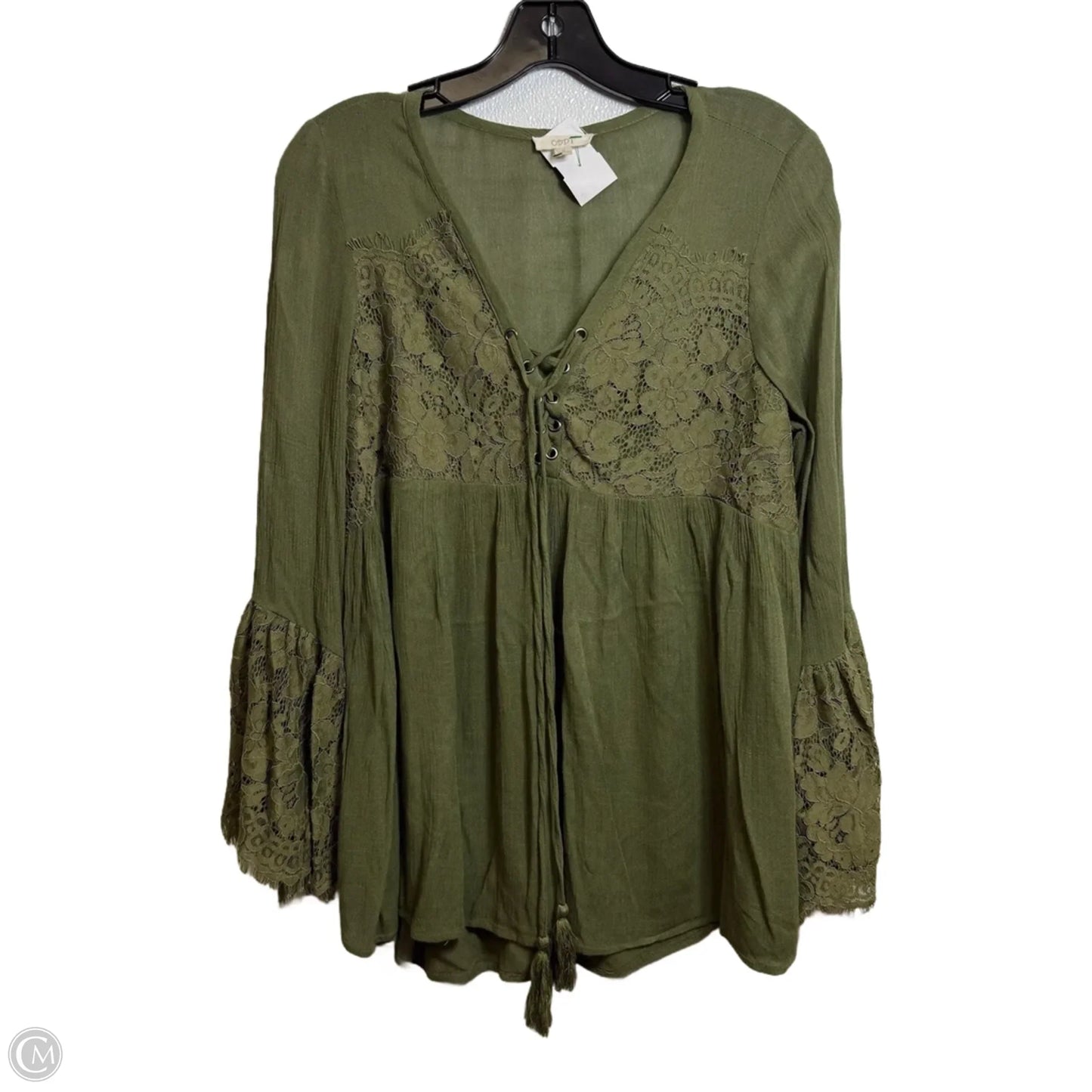 Top Long Sleeve By Oddi In Green, Size: S