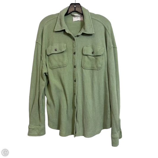 Top Long Sleeve By Cme In Green, Size: L