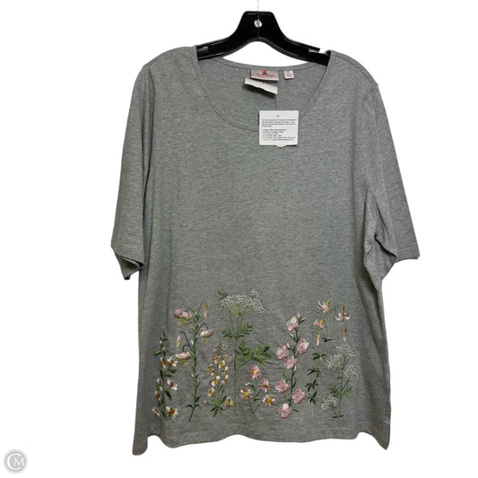 Top Short Sleeve By Quaker Factory In Grey, Size: Xl
