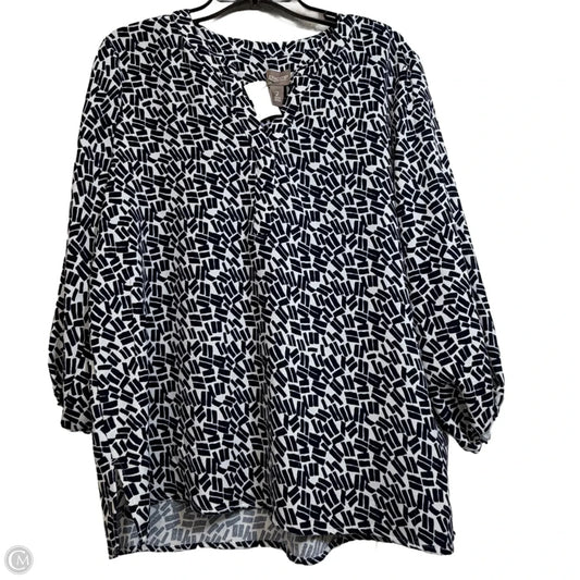 Top 3/4 Sleeve By Chicos In Navy, Size: L