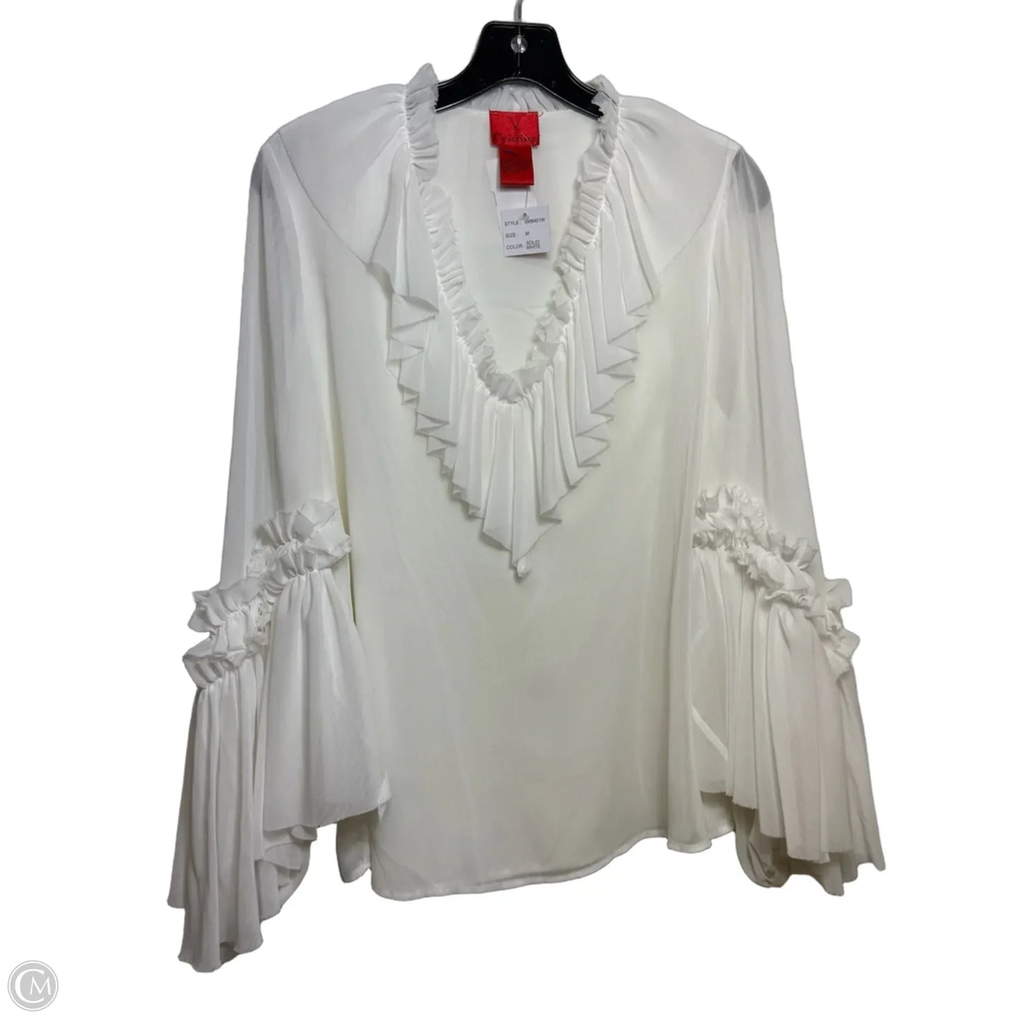 Top 3/4 Sleeve By Christina In White, Size: M