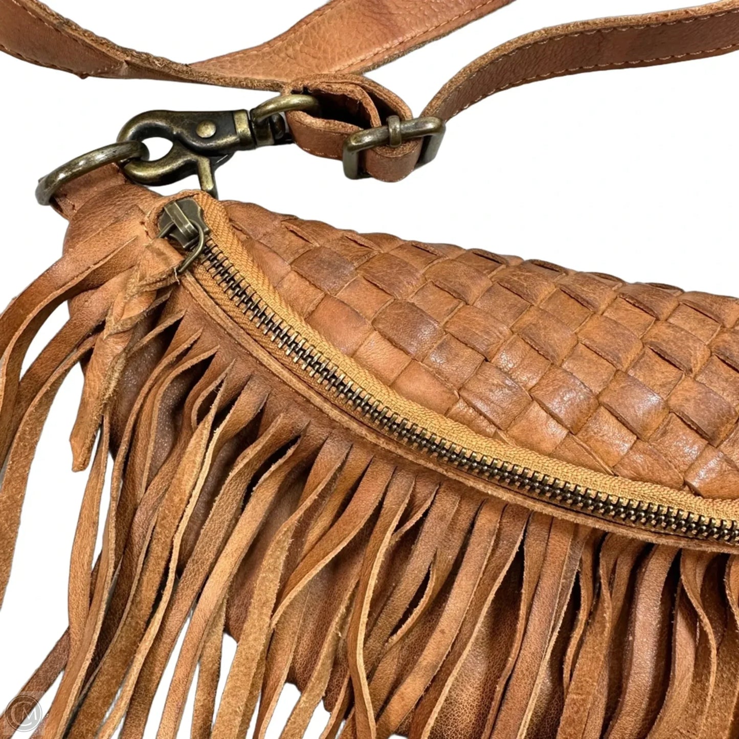 Fringe leather belt bag Crossbody By Cut & Paste, Size: Small