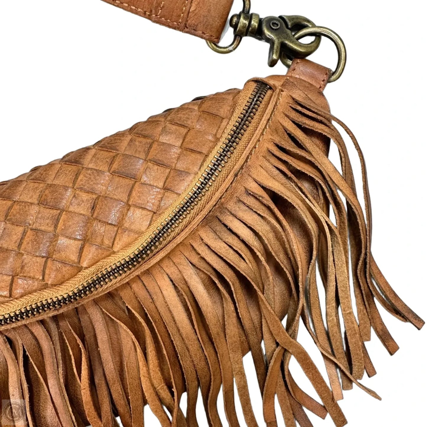 Fringe leather belt bag Crossbody By Cut & Paste, Size: Small