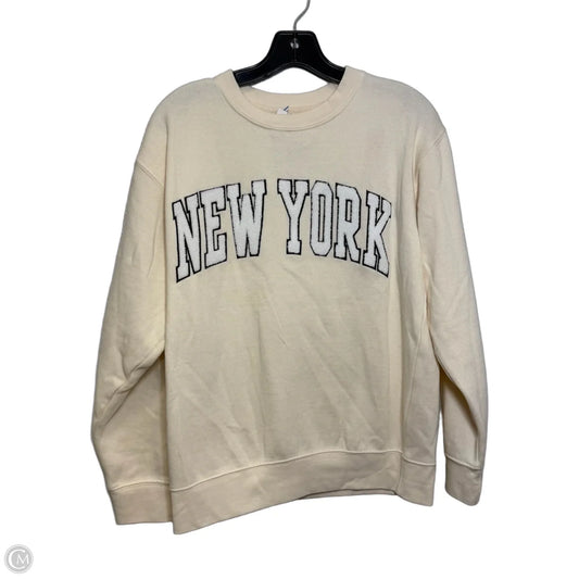 New York Sweatshirt Crewneck By Clothes Mentor In Ivory, Size: M