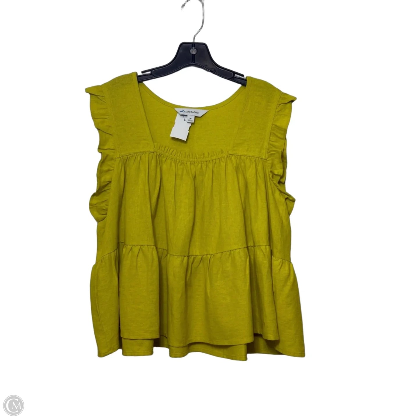 Top Sleeveless By Calligraphie In Chartreuse, Size: M