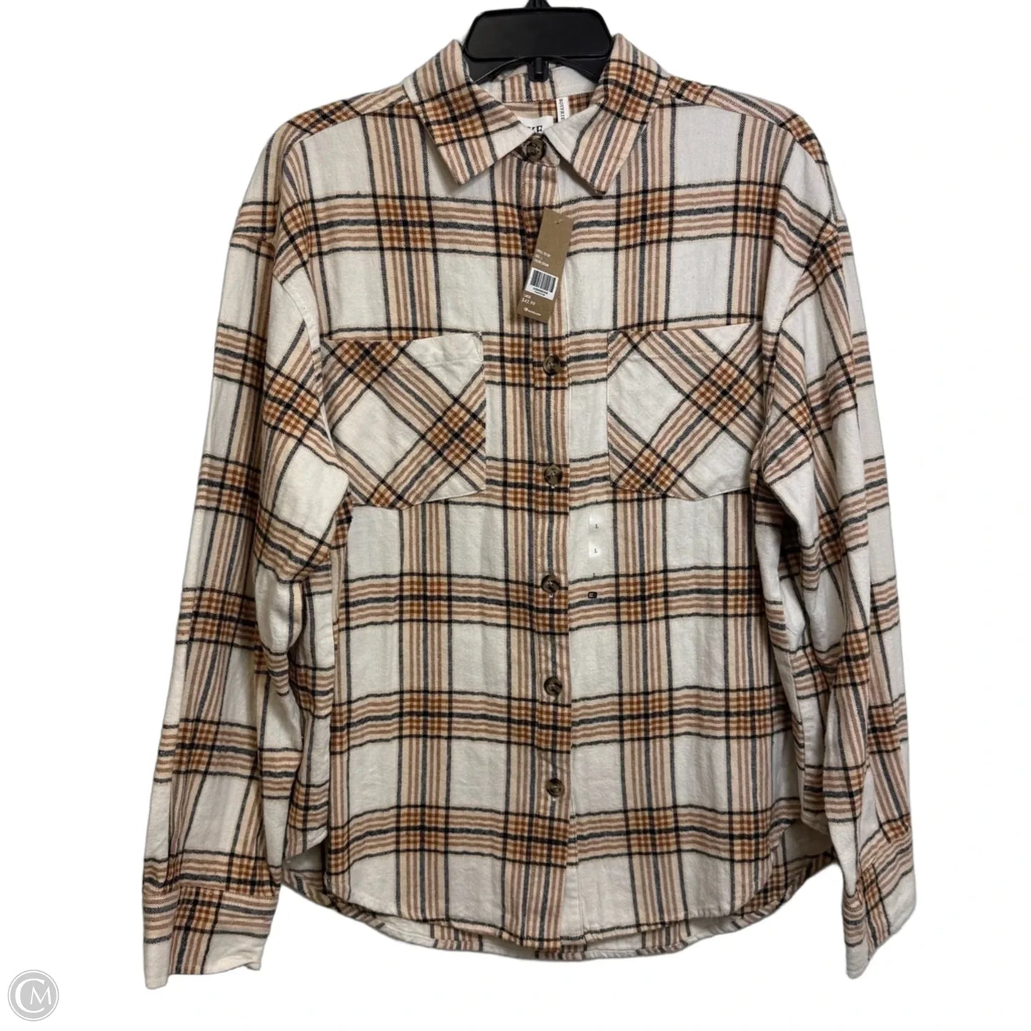 Top Long Sleeve By Bke In Plaid Pattern, Size: L