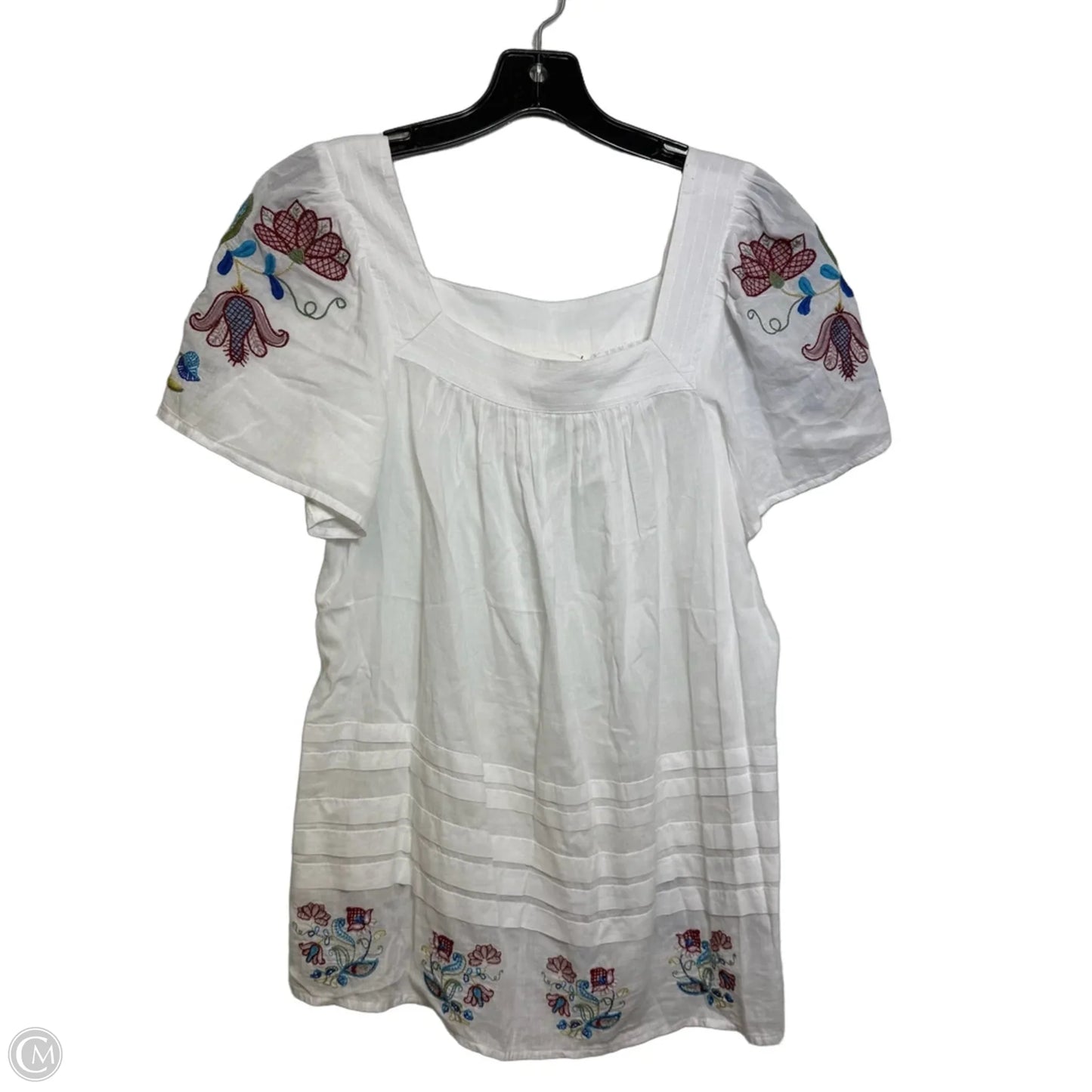 Top Short Sleeve By Anthropologie In White, Size: Xs