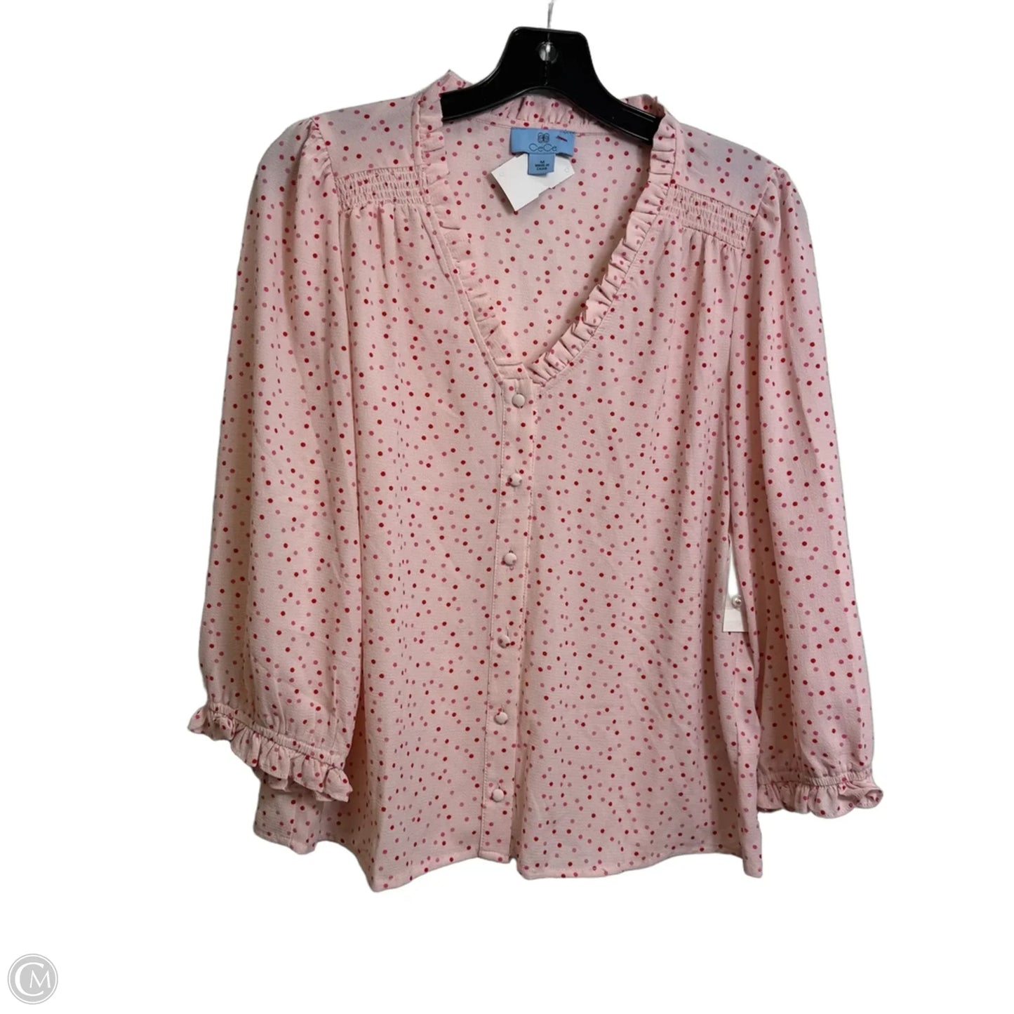 Top 3/4 Sleeve By Cece In Polkadot Pattern, Size: M