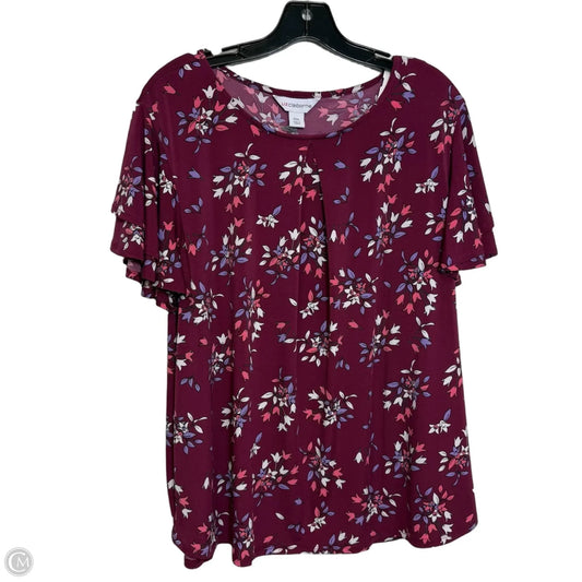 Top Short Sleeve By Liz Claiborne In Floral Print, Size: Xxl