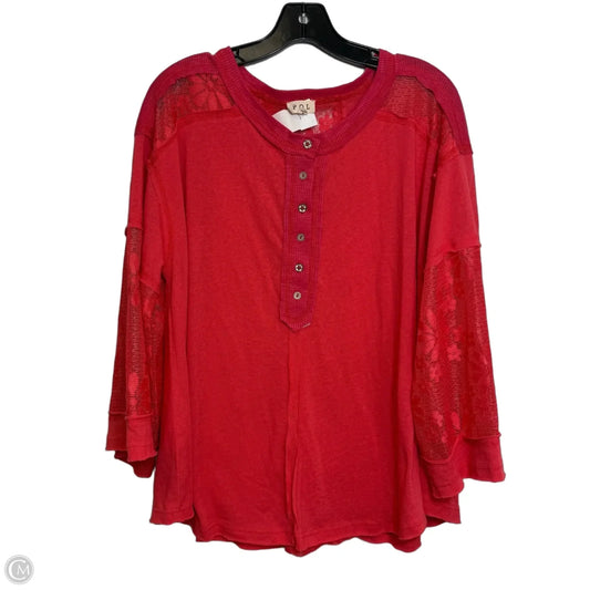 Top Long Sleeve By Pol In Pink, Size: L