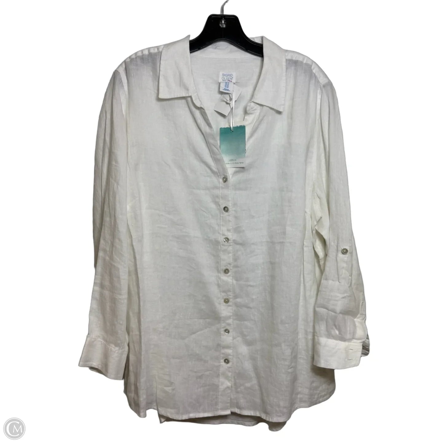 Top 3/4 Sleeve Basic By Sigrid Olsen In White, Size: 1x