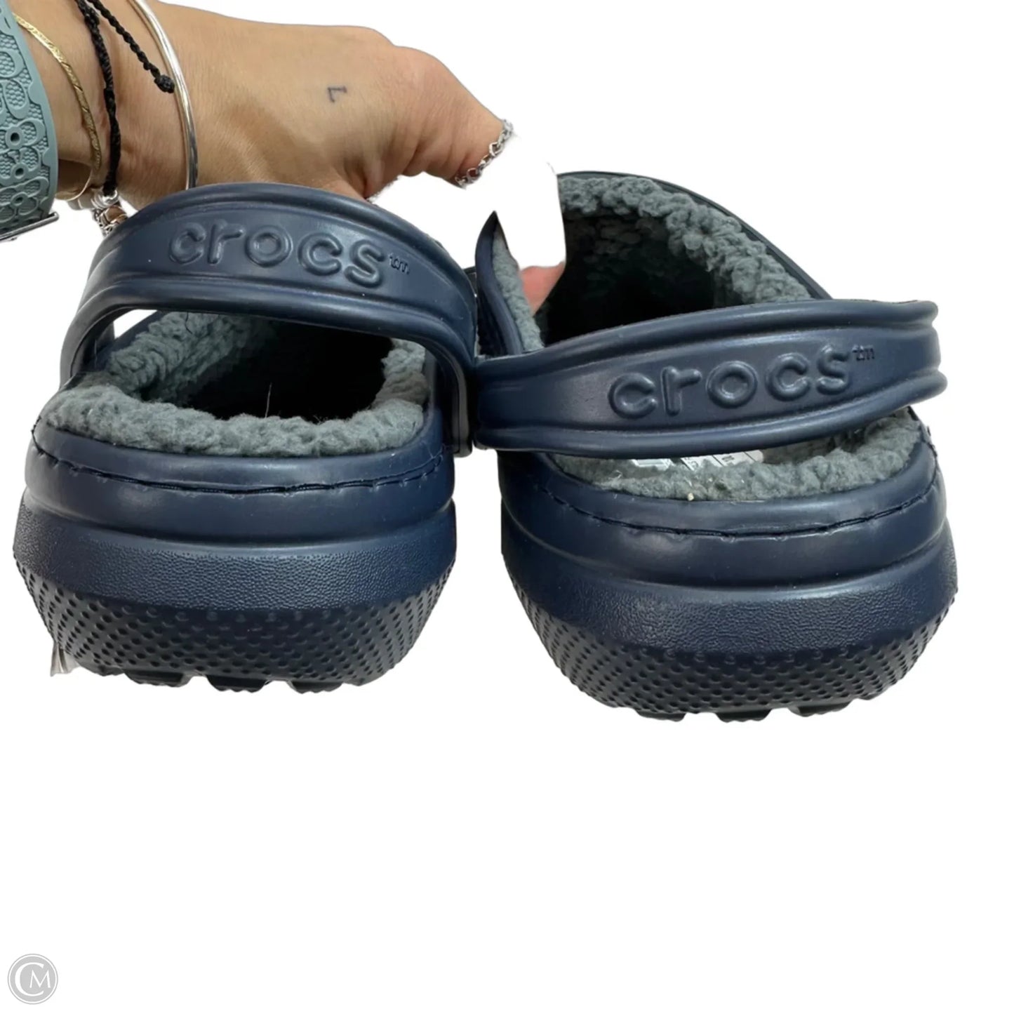 Sandals Flats By Crocs In Navy, Size: 10