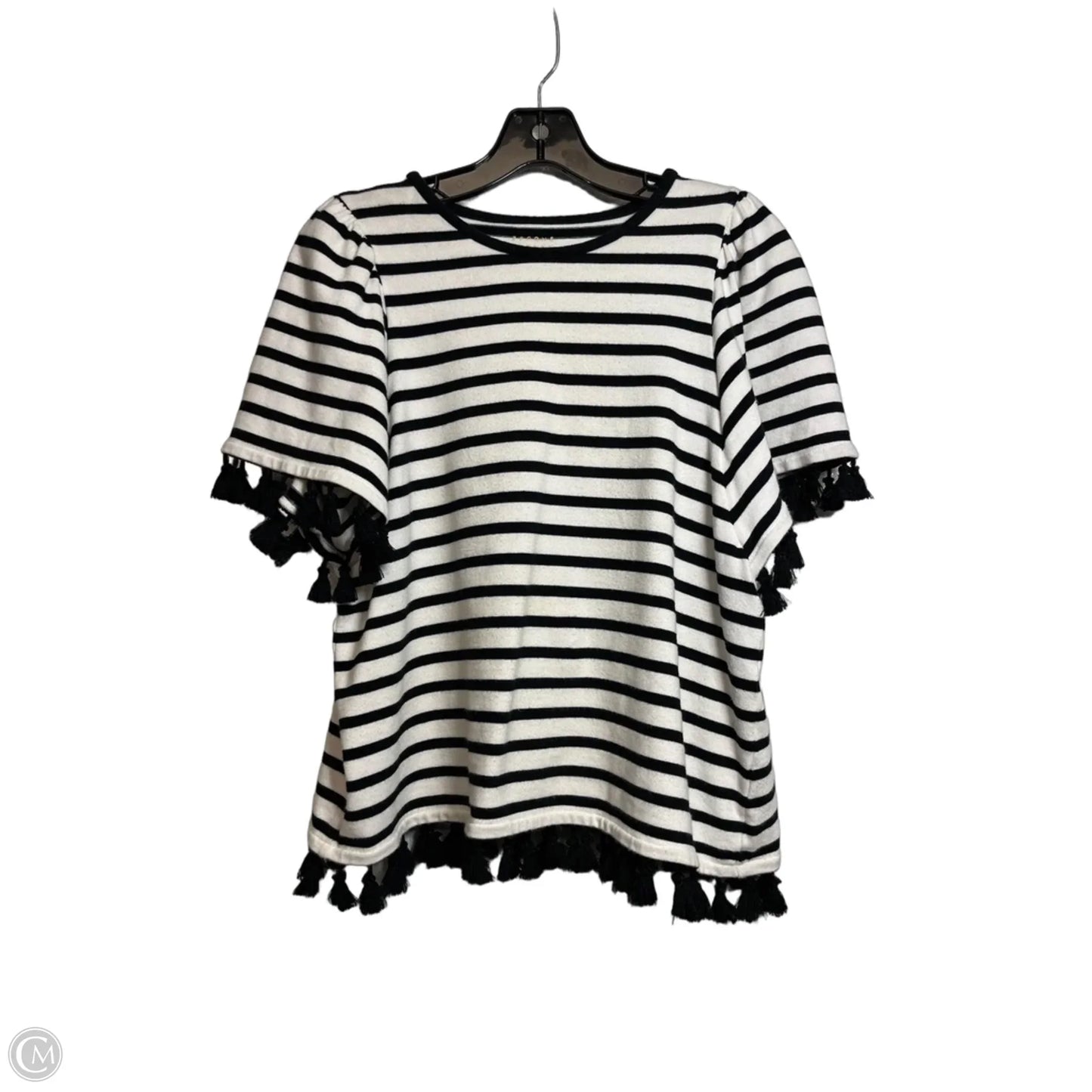 Top Short Sleeve Designer By Kate Spade In Striped Pattern, Size: M