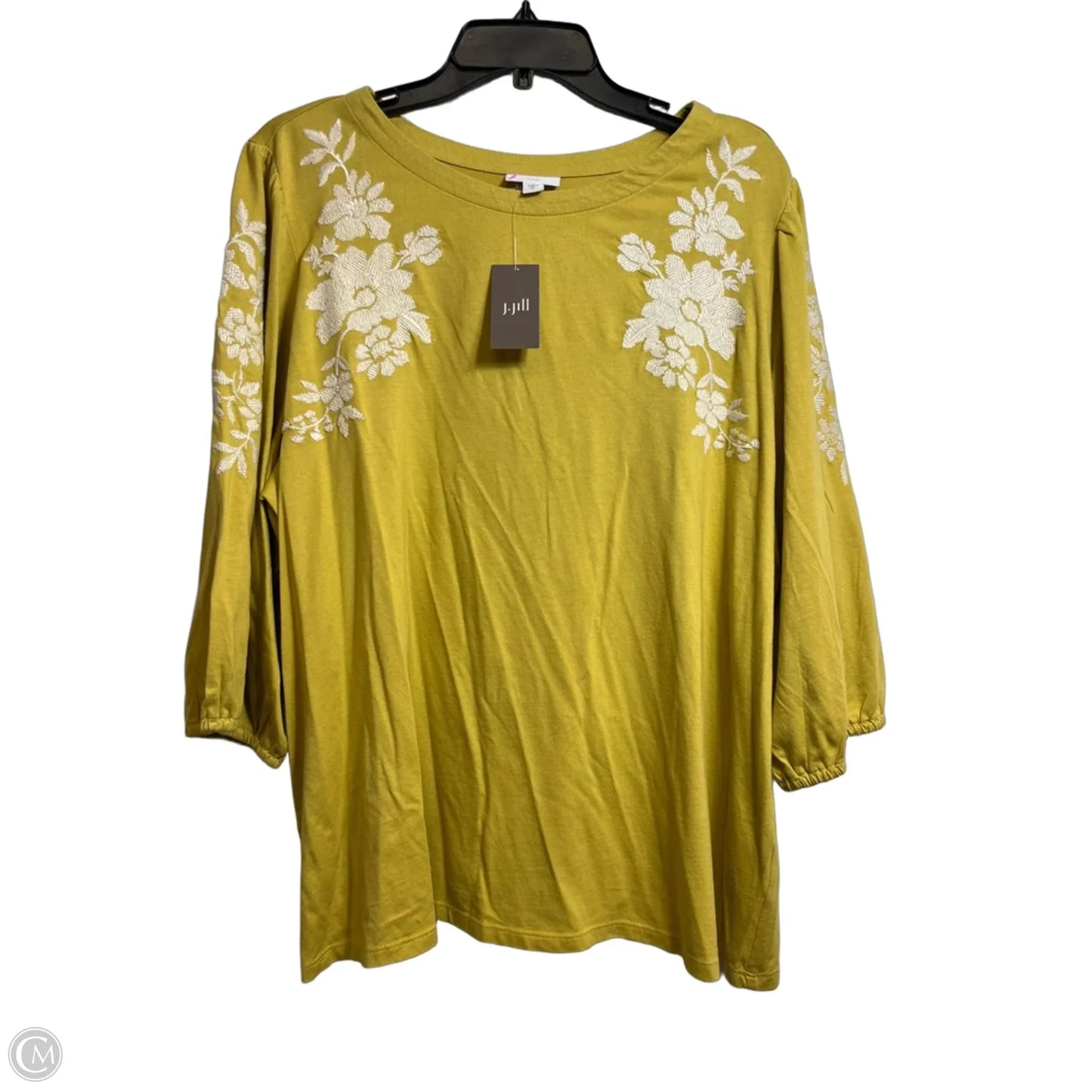 Top 3/4 Sleeve By J. Jill In Chartreuse, Size: 2x
