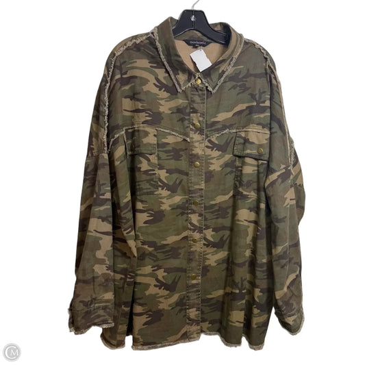 Jacket Denim By Davi & Dani In Camouflage Print, Size: 2x