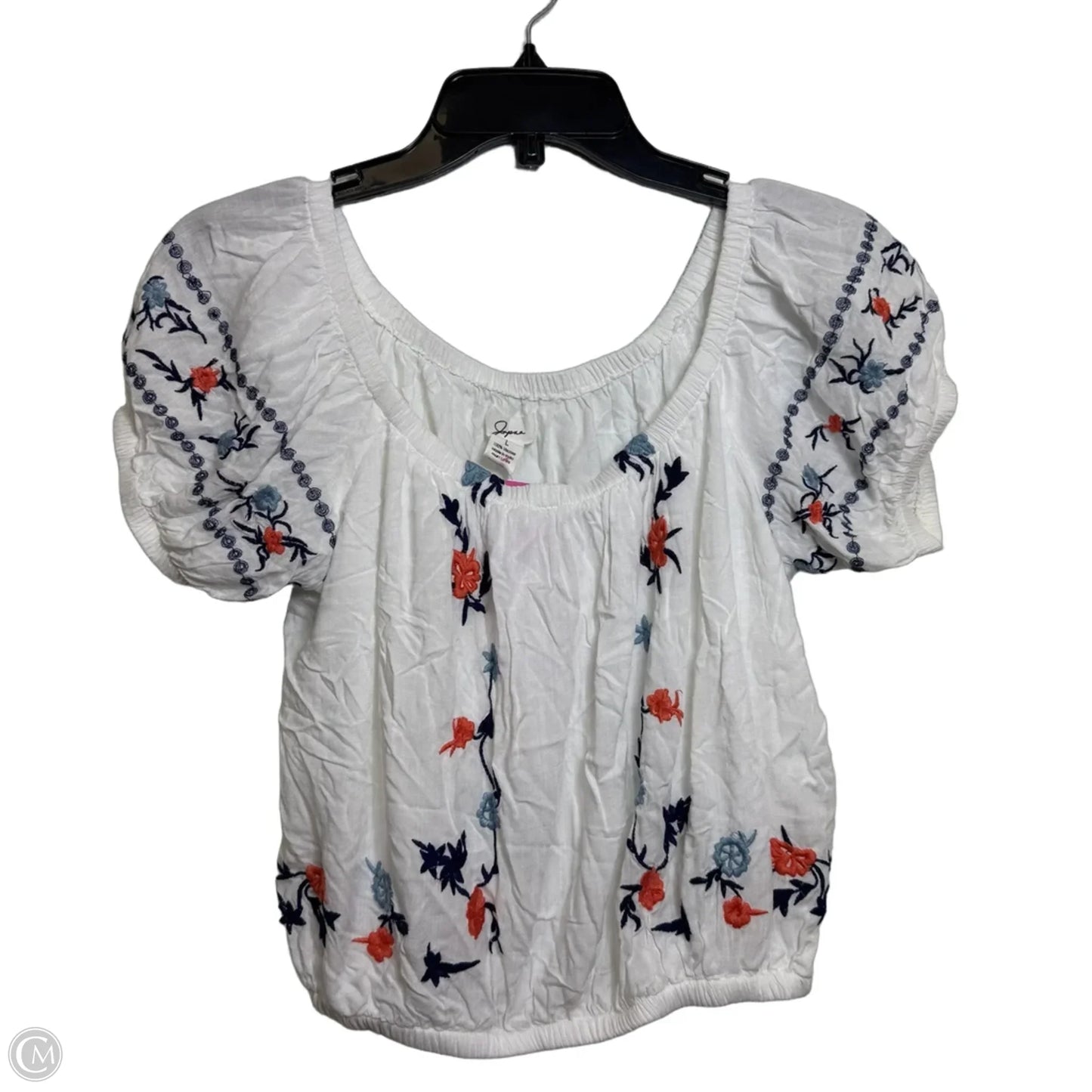 Top Short Sleeve By Japna In White, Size: L