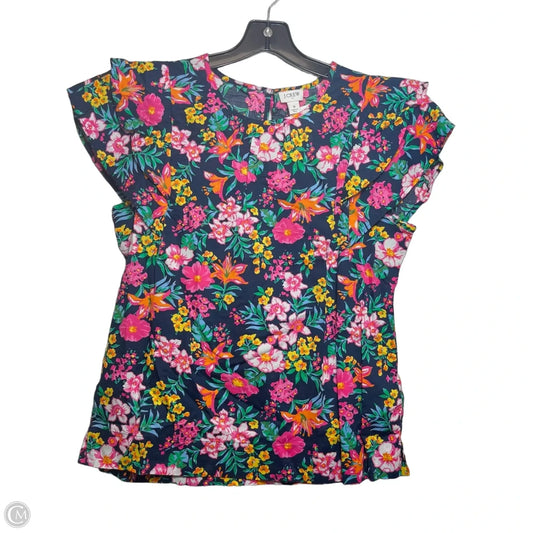 Top Short Sleeve By J. Crew In Floral Print, Size: S