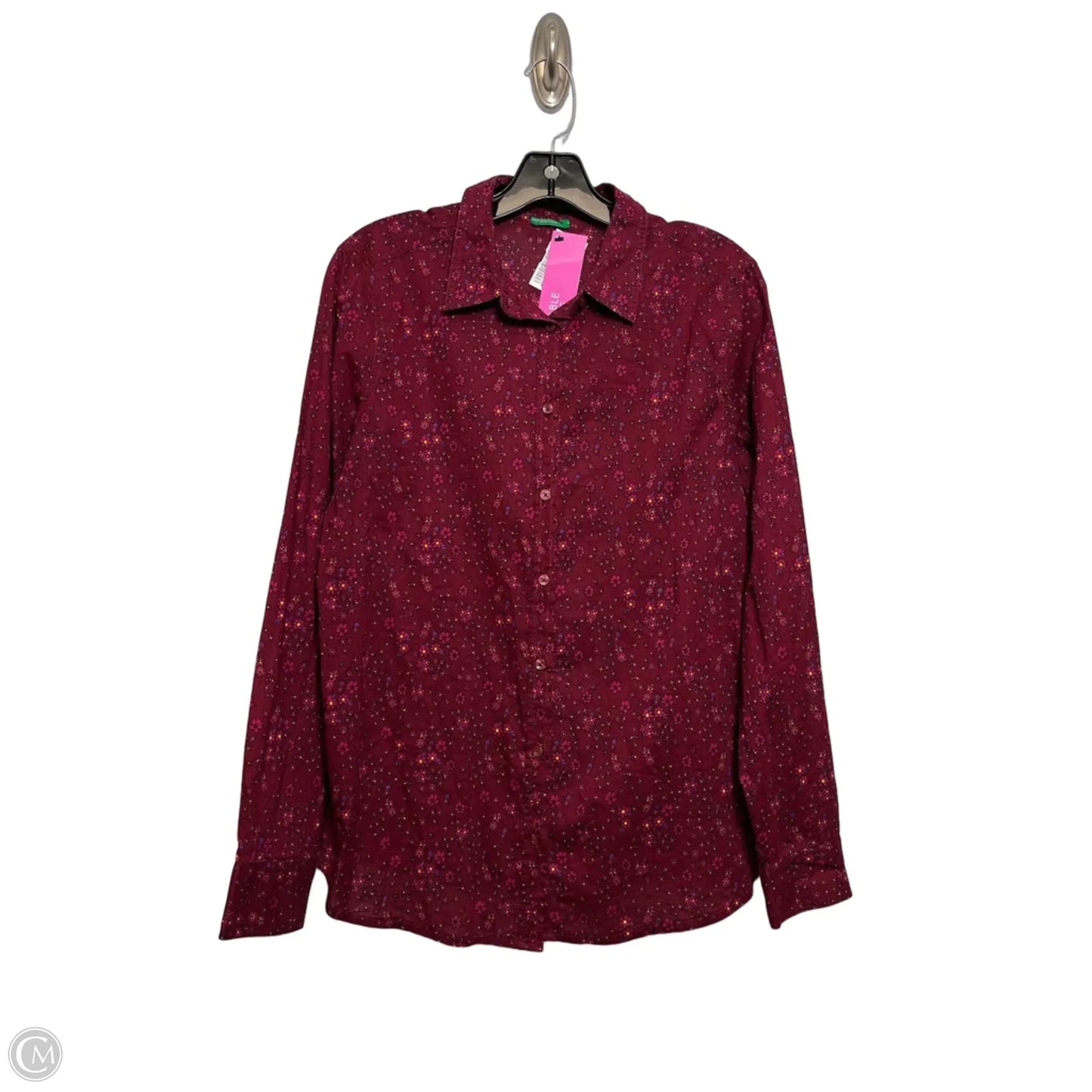 Top Long Sleeve By Benetton In Maroon, Size: M