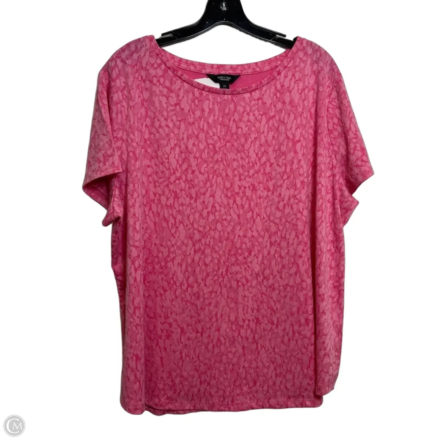 Top Short Sleeve By Simply Vera In Pink, Size: 2x