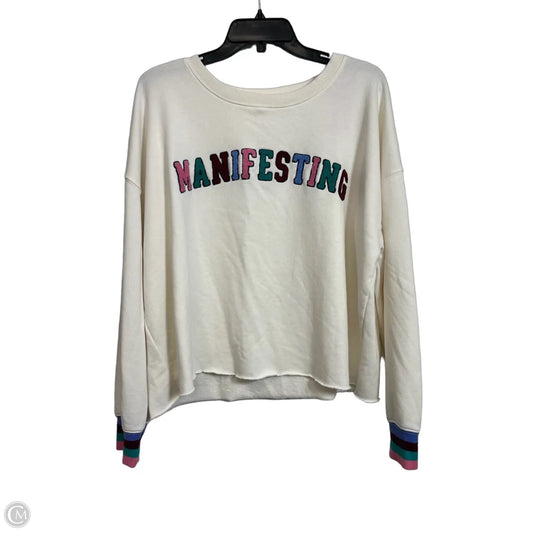 Top Long Sleeve By Clothes Mentor In Ivory, Size: L