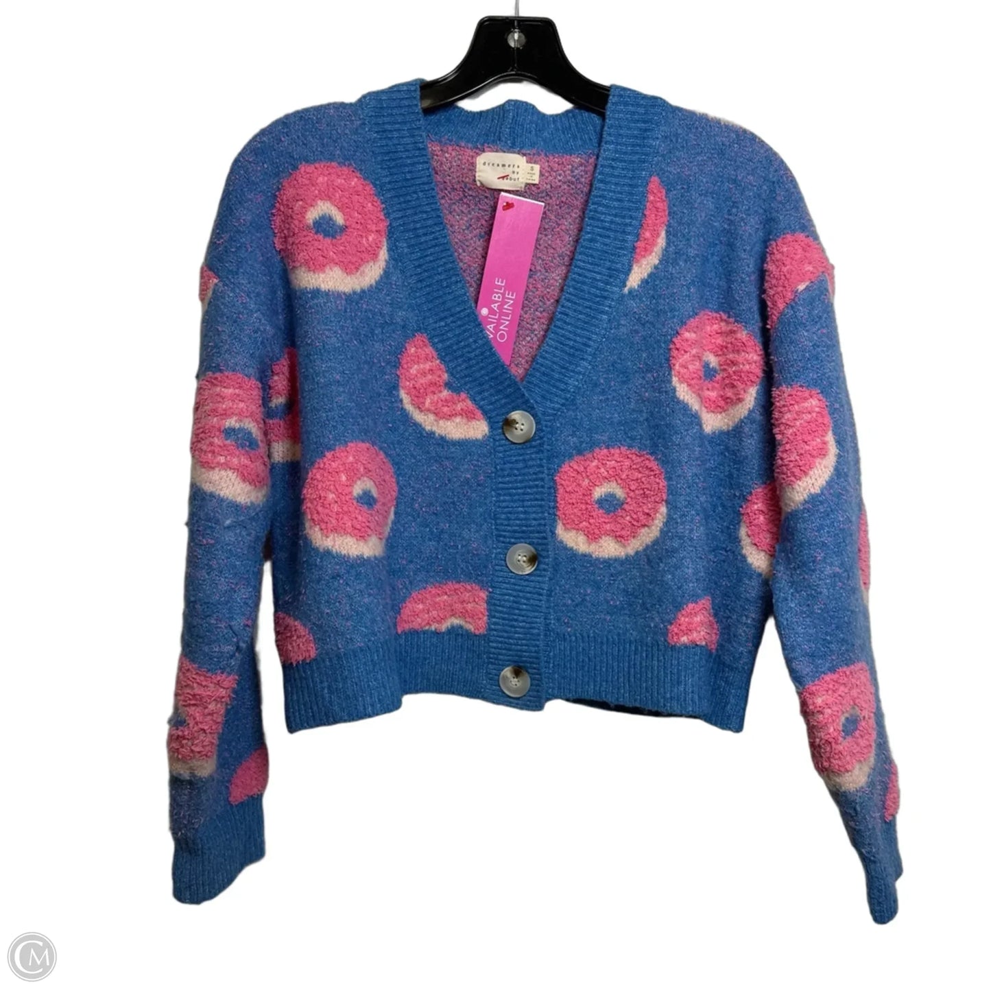 Donuts Cardigan By Dreamers by Debut In Blue & Pink, Size: S