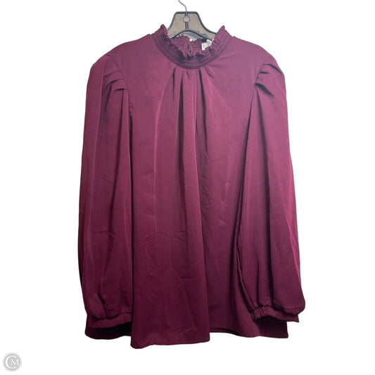 Top Long Sleeve By Melloday In Maroon, Size: 1x