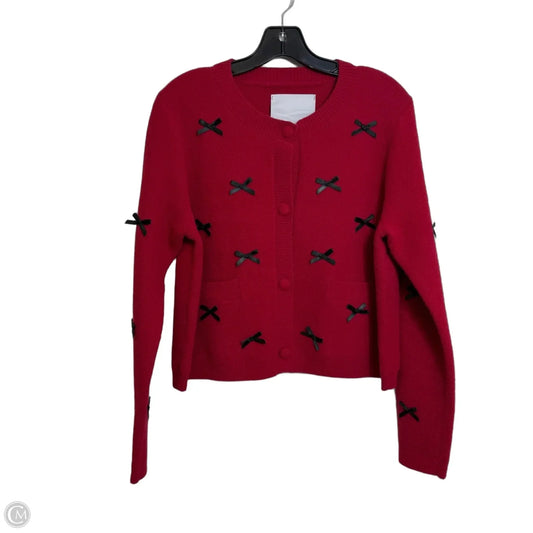 Bow embellished knit Cardigan By NVLT @ Anthropologie  In Red, Size: M
