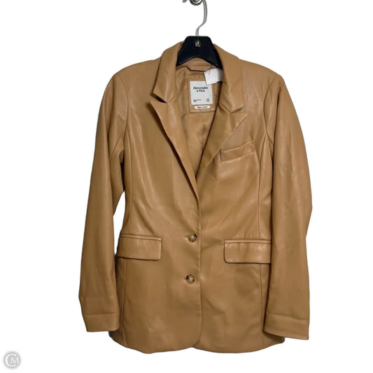 Vegan Leather Blazer By Abercrombie And Fitch In Tan, Size: Xs