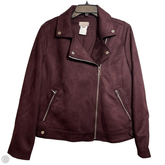 Jacket Moto By Loft In Maroon, Size: L