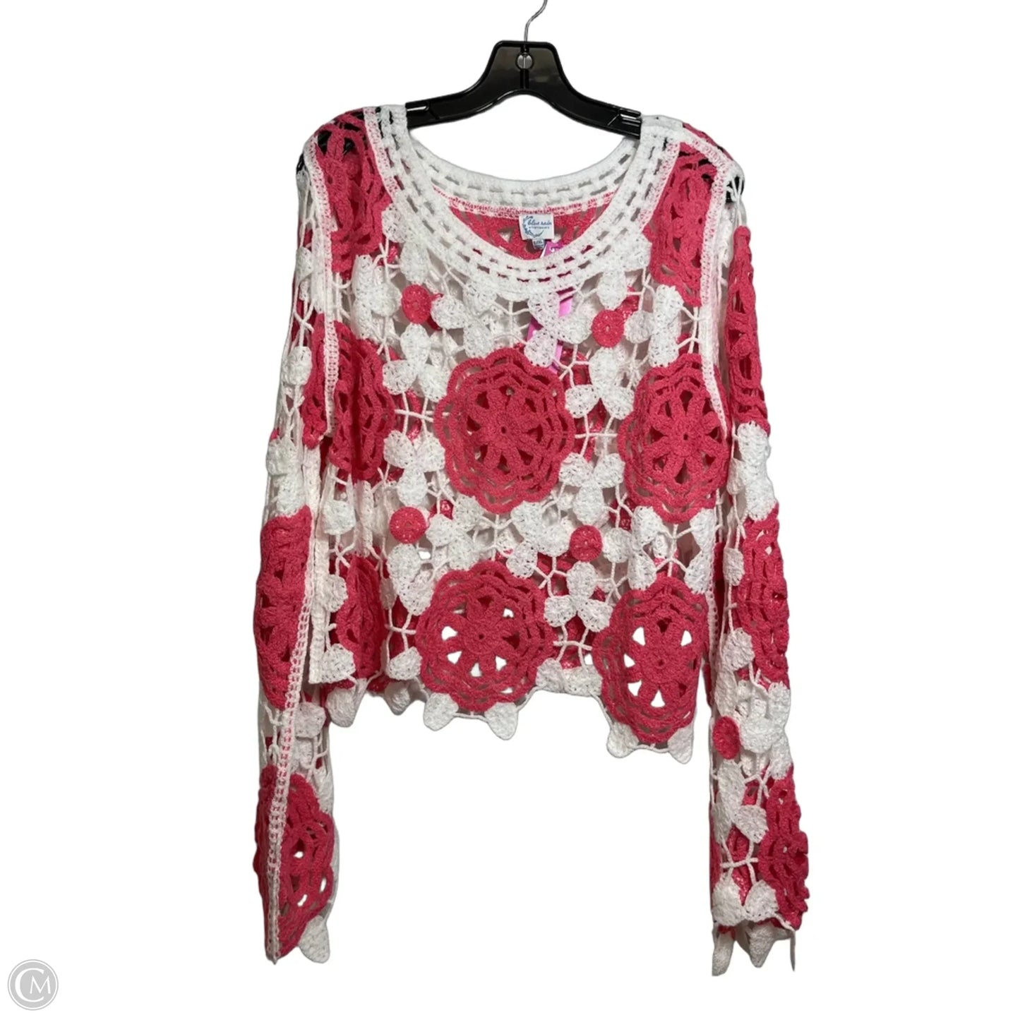 Top Long Sleeve By Blue Rain In Pink & White, Size: L