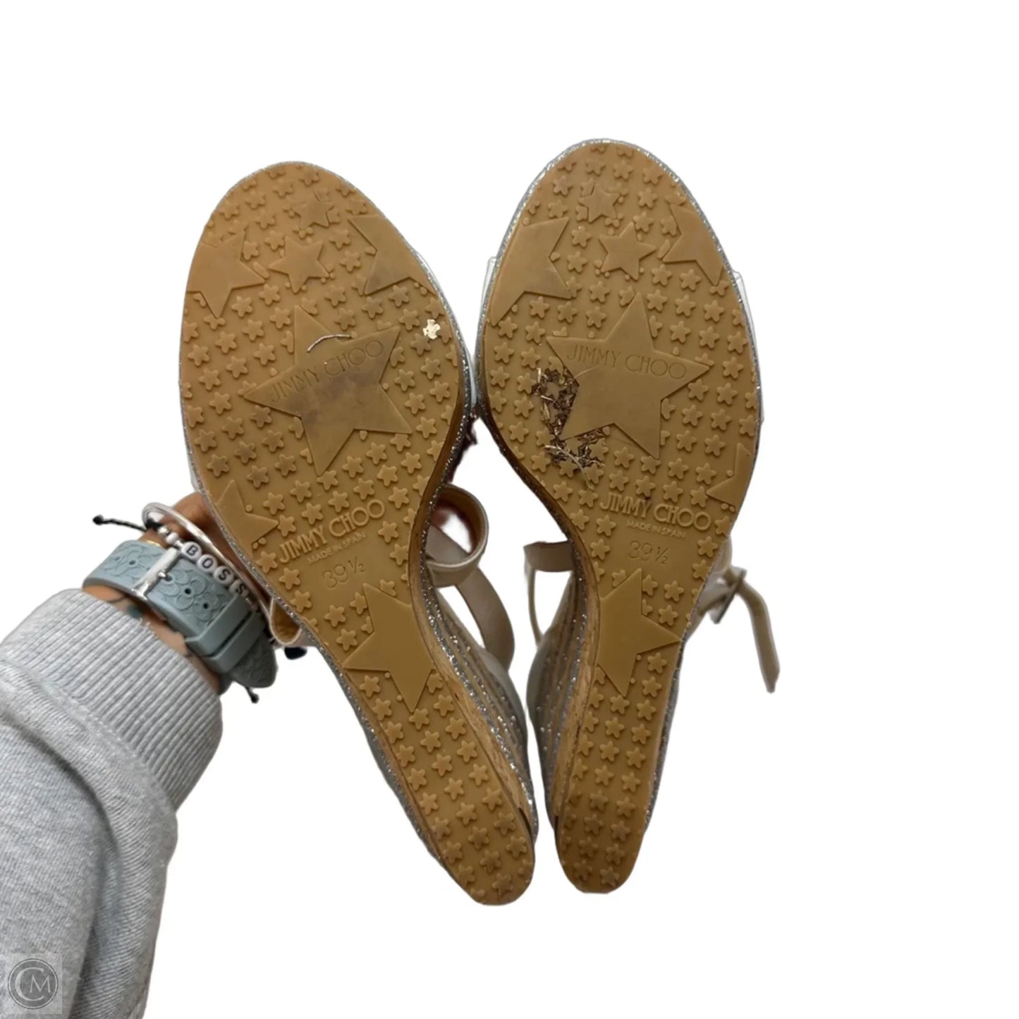 Sandals Luxury Designer By Jimmy Choo In White, Size: 39.5