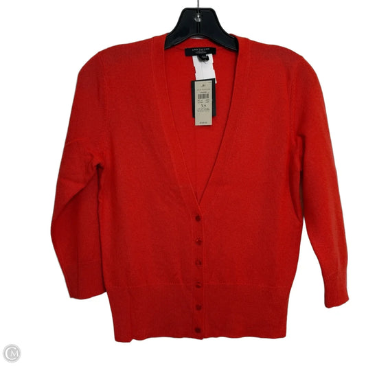 Sweater Cardigan Cashmere By Ann Taylor In Orange, Size: Xs