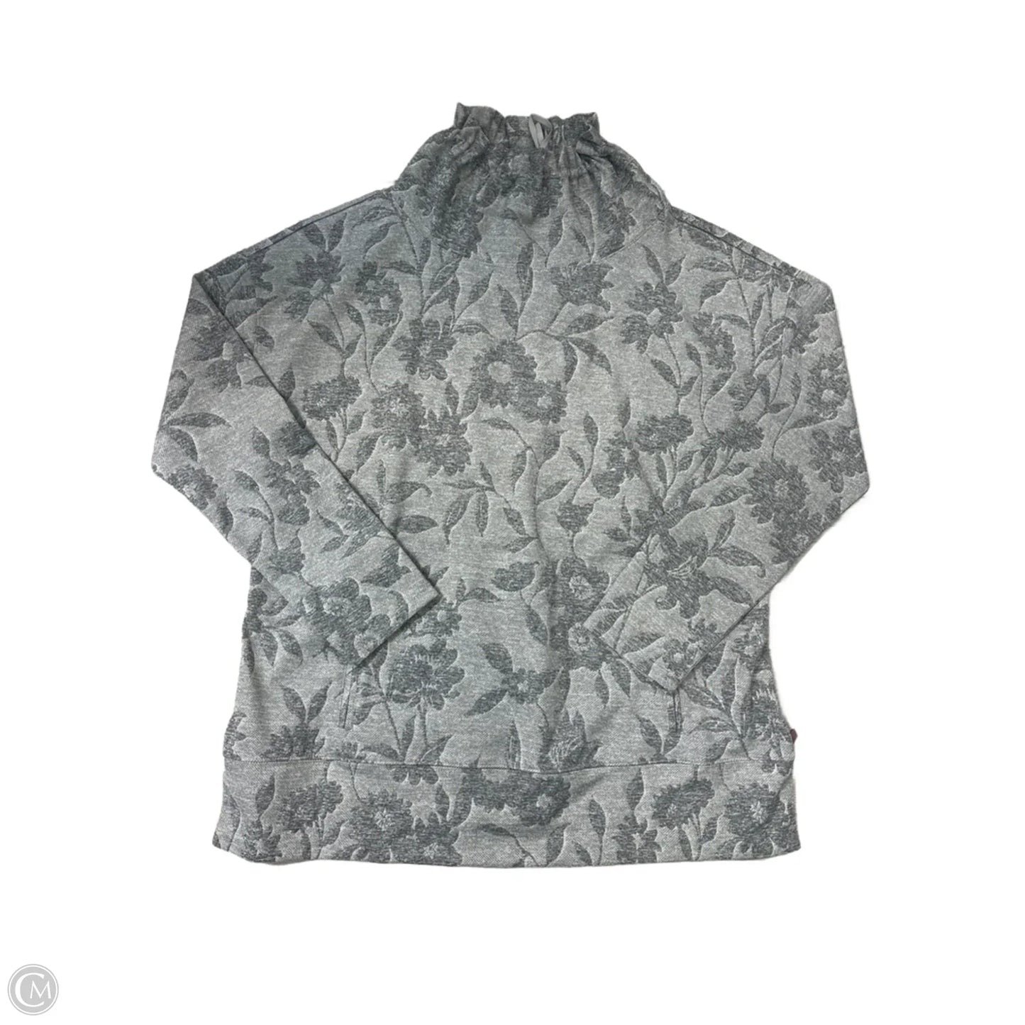 Athletic Top Long Sleeve Collar By Talbots In Grey, Size: L