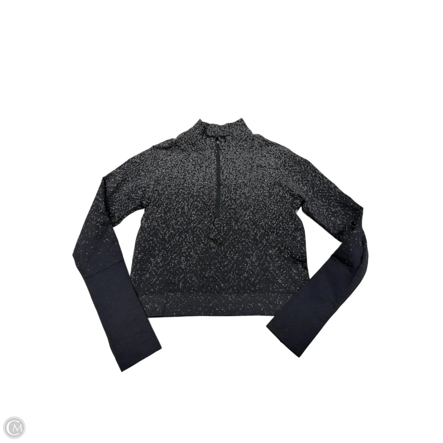 Athletic Top Long Sleeve Collar By Lululemon In Black & Grey, Size: M